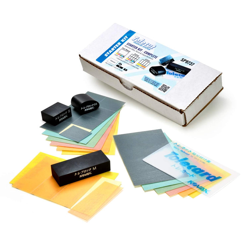 Tolecut Starter Kit - Complete, PSA Sanding Sheets for Nibs, Runs and Imperfections, SP9737, K800 - K3000, 14 Sheets + 1 Tolecard + 3 Toleblocks COMPLETE KIT