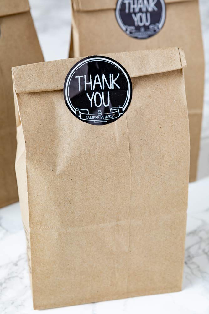 Label Tek 2 Inch Tamper-Evident Stickers, 500 Rolled Thank You For Your Business Stickers - Chalkboard Design, For Safe Food Delivery, Black With White Font Plastic Tamper Seal Stickers