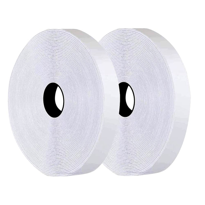 3/4 Inches Wide Hook and Loop Self Adhesive Tape Roll, Heavy Duty Strips, 16 Feet Long Sticky Back Fastener Self-Adhering Performance Flexible Breathable Wrap Tape (White)