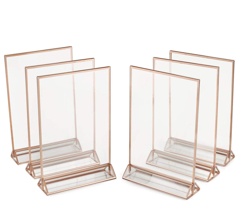 Super Star Quality Clear Acrylic Double Sided Frames Display Holder with Vertical Stand and 3mm Gold Border Pack of 6 4x6 Rose Gold … Rose Gold 6 Pack