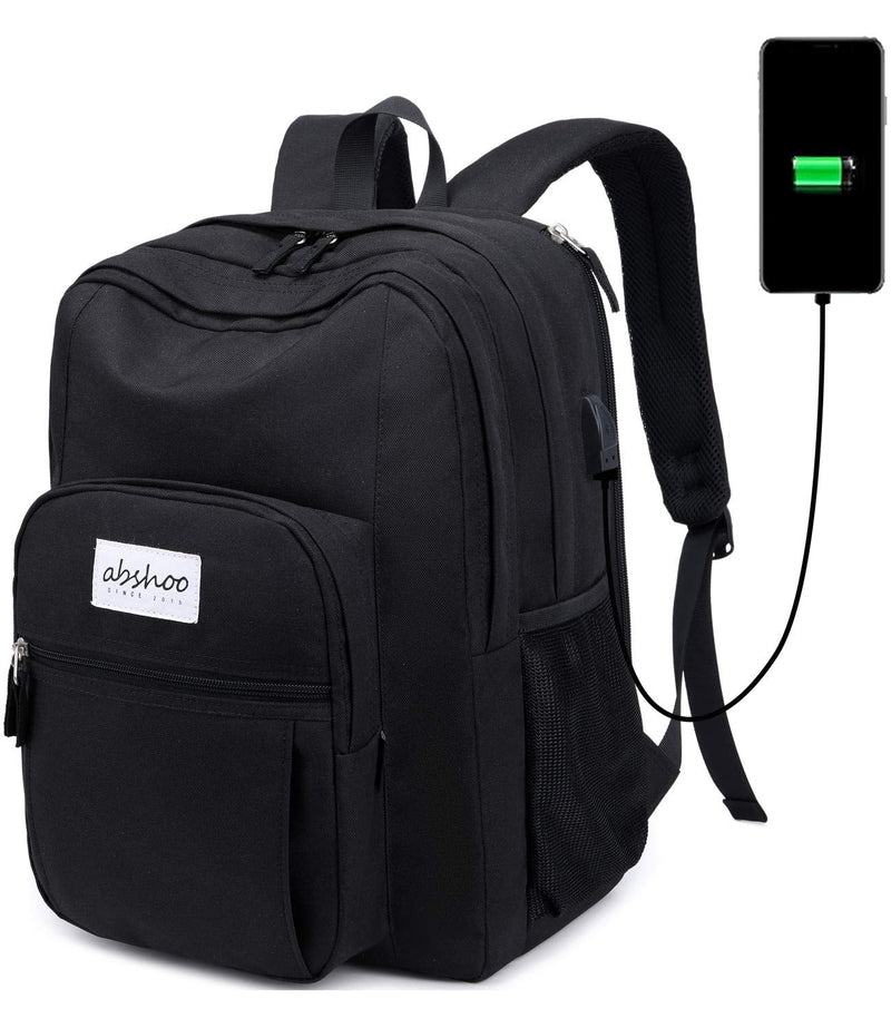 Abshoo Classical Basic Travel Backpack For School Water Resistant Bookbag Usb Black