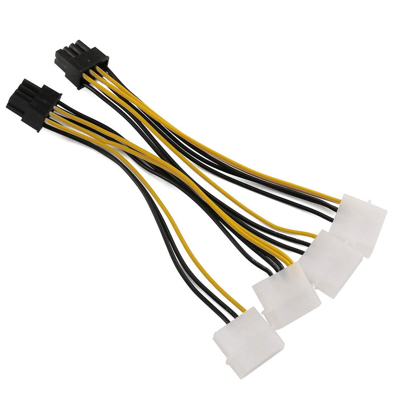 E-outstanding 2PCS 20cm Dual Molex 4-Pin Male to 8-Pin Male PCI Express Power Converter Cable for Video Card Pci-e ATX PSU Power Supply