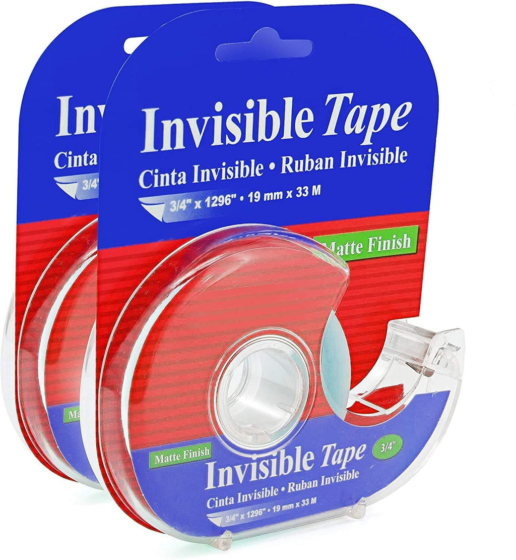 3/4" X 1296" Invisible Tape with Dispenser Perfect for Gift Wrapping and for All of Your Taping Needs at Office, Home, and School (2 Pack) by Emraw 2