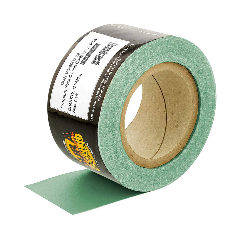 Dura-Gold Premium - 2000 Grit Green Film - Hook & Loop Backing Longboard Continuous Sandpaper Roll, 2-3/4" Wide, 12 Yards Long - For Automotive Detailing, Fine Color Sanding, Long Board Sander Blocks 2000-Grit