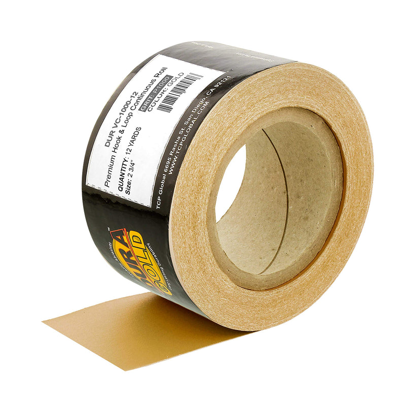 Dura-Gold Premium - 1000 Grit Gold - Hook & Loop Backing Longboard Continuous Sandpaper Roll, 2-3/4" Wide, 12 Yards Long - For Automotive Detailing, Fine Color Sanding, Long Board Sander, Hand Blocks 1000-Grit