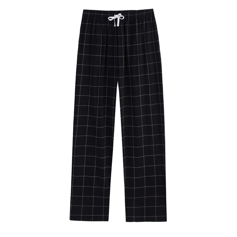 Vulcanodon Mens Cotton Pajama Pants, Lightweight Sleep Pants with Pockets Soft Lounge Pajama Pants for Men Plaid Pj Bottoms Black-plaid Small