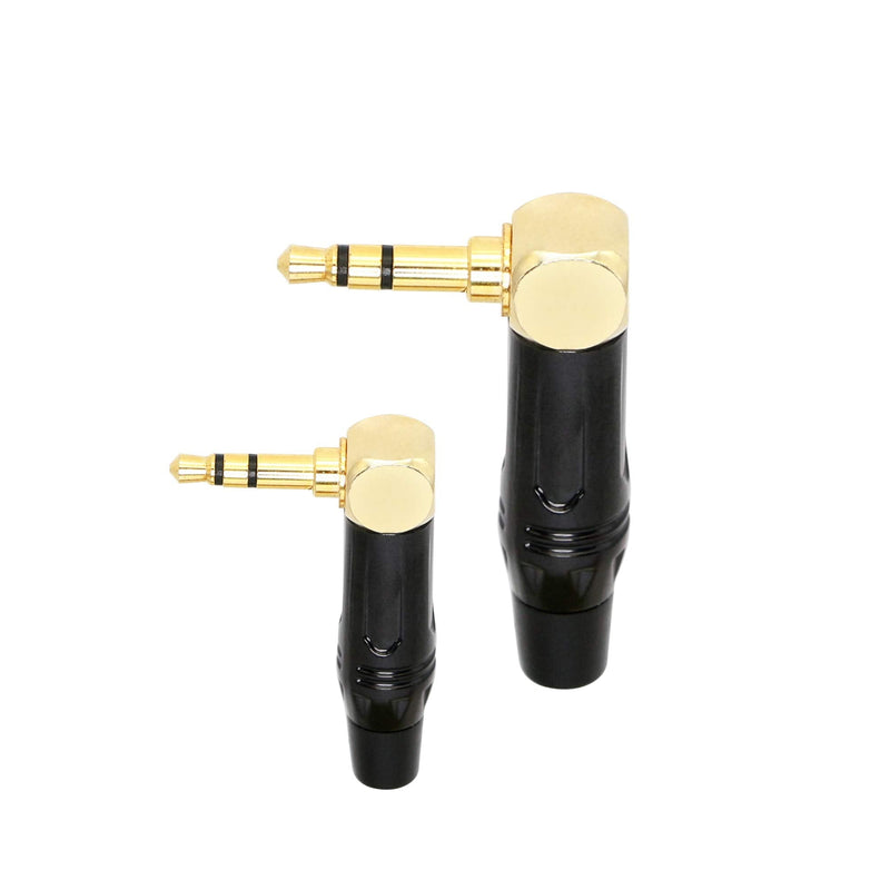 Replacement TRS Male Plug 3 Pole Right Angle 3.5mm Solder Type DIY Audio Cable Connector YOUCHENG for Repair Headphones Headset Black(2-Pack) é»‘è‰²
