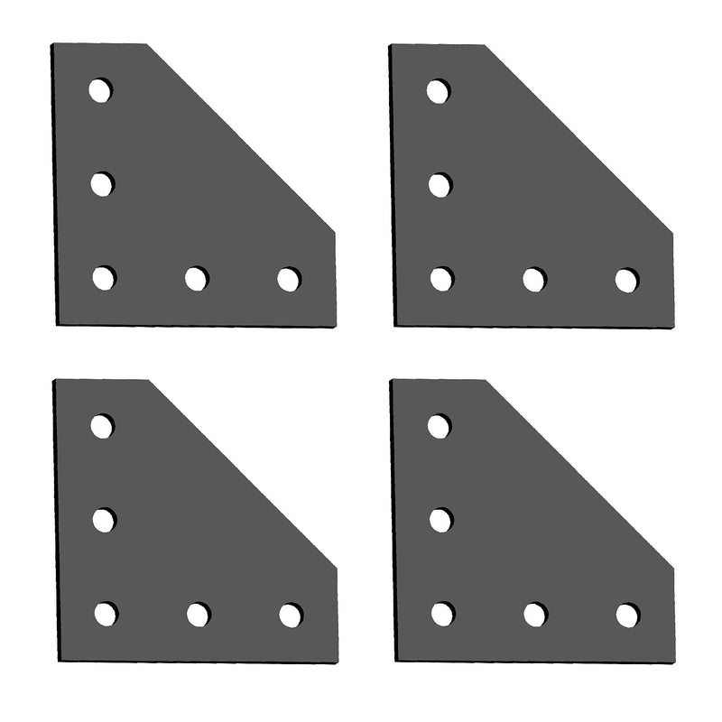 Aopin L Shape Corner Bracket Plate Surface Anodic Oxidation Black Aluminum Alloy Outside Joining Plate 2020 Series Aluminum Profile 3D Printer Frame 5 Hole, 4Pcs