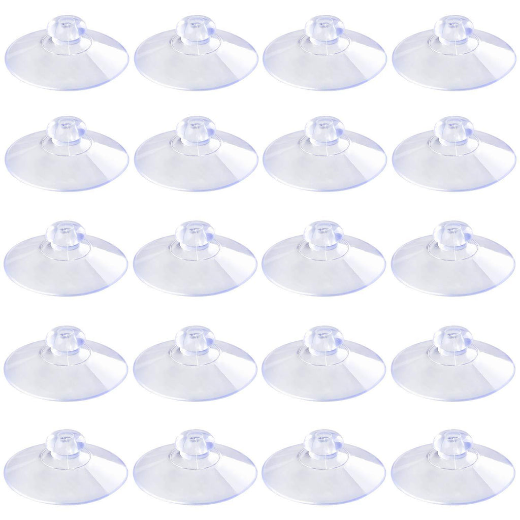 Pawfly 20 Pack Clear Suction Cups 1.8 Inch PVC Plastic Sucker Without Hooks for Home Decoration and Organization