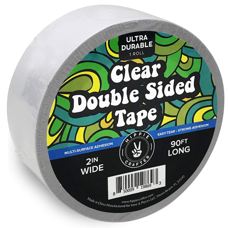 Clear Double Sided Tape 2 inch Wide Heavy Duty Adhesive 2 Sided Strong Duct Thin Tape - 90FT x 2"