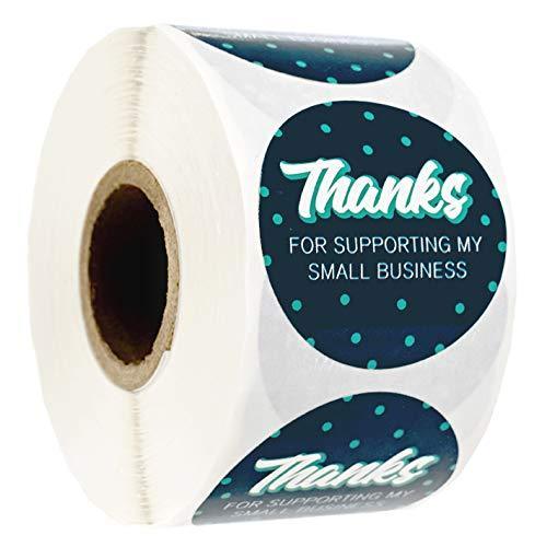 Modern Navy Polka Dot Thanks for Supporting My Small Business Stickers / 500 1.5" Thank You Business Labels