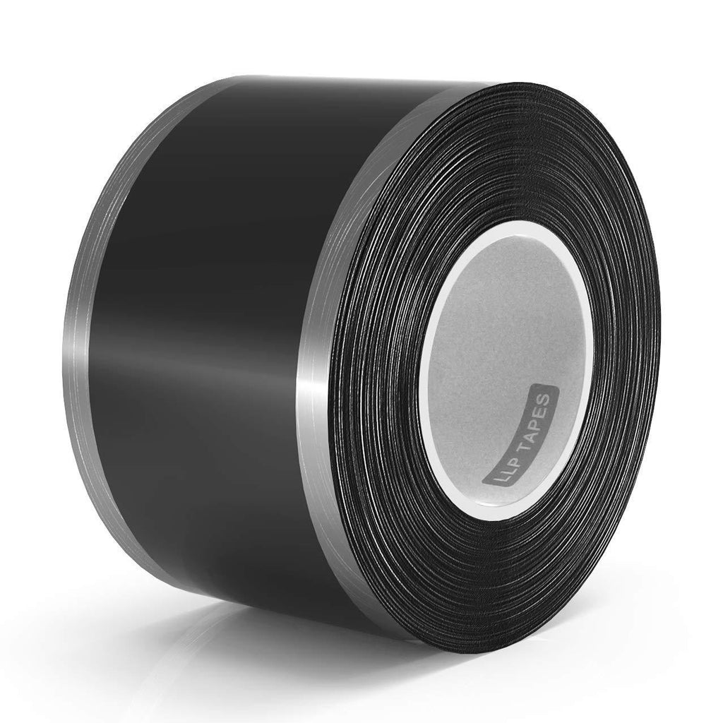 LLPT Self Fusing Silicone Tape 1 Inch x 17 Feet Self Bonding Miracle Rubber Wrap Tape for Hose Emergency Repair Handlebar Black (SF006)