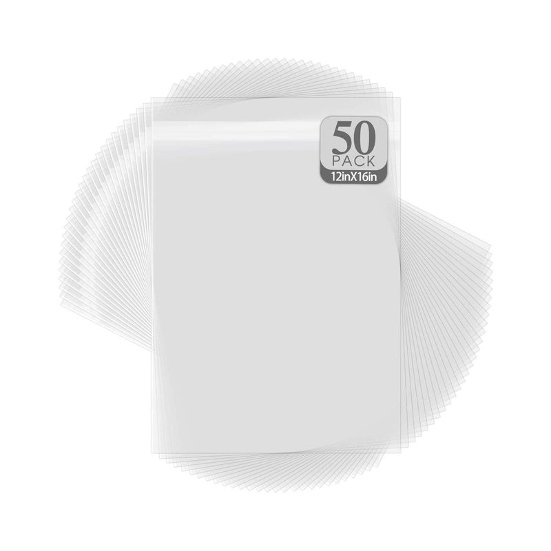 Golden State Art, Pack of 50 Clear Bags for Mat (12 2/5 x 16 1/2 for 12x16 Mats)