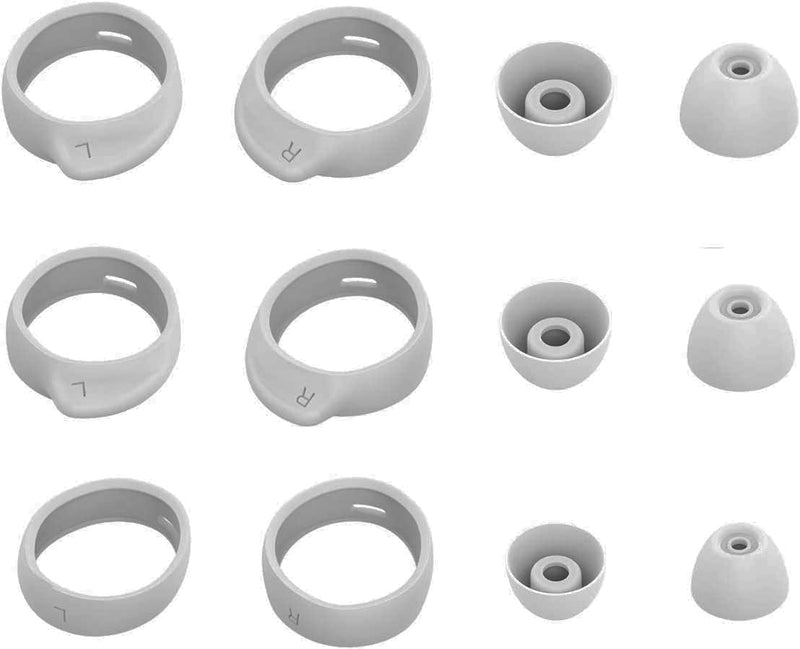 ALXCD Replacement Eartips Earhooks Kit for Galaxy Buds Headphone, S/M/L Size Included Silicone Earbud Tips & Hooks, Fit for Galaxy Buds SM-R170 Headphone 6+6 Silver S/M/L Tip & Hook