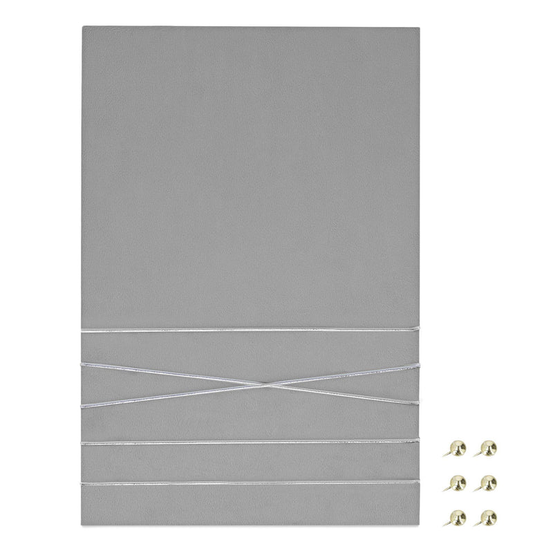 Navaris Fabric Memo Bulletin Board - 12" x 17" Velvet Memory Board for Wall to Display Photo Collages, Pictures, Notes - Includes 6 Push Pins - Gray 44 x 30 cm Grey