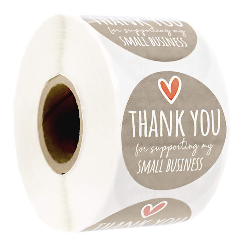 Faux Kraft - Thank You for Supporting My Small Business Stickers with 500 1.5" Small Business Labels/Neutral Boutique Stickers- Made in USA