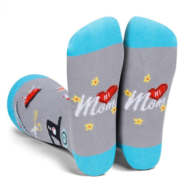 HAPPYPOP Women Nurse Teeth Mom Socks, Funny Doctor Medical Dentist Mom Gifts Grey Mom