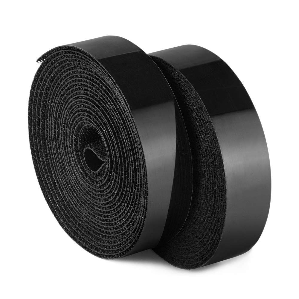 GOHOOK 1 Inch Sticky Back Hook and Loop Tape - 5 Yards, Black Heavy Duty Self Adhesive Strips Fastener