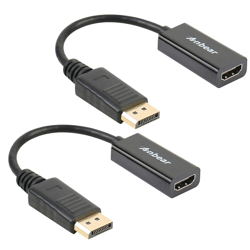 Display Port to HDMI Adapter,Anbear Displayport to HDMI Cable(Male to Female) for DisplayPort Enabled Desktops and Laptops Connect to HDMI Displays(2 Pack) 2PACK