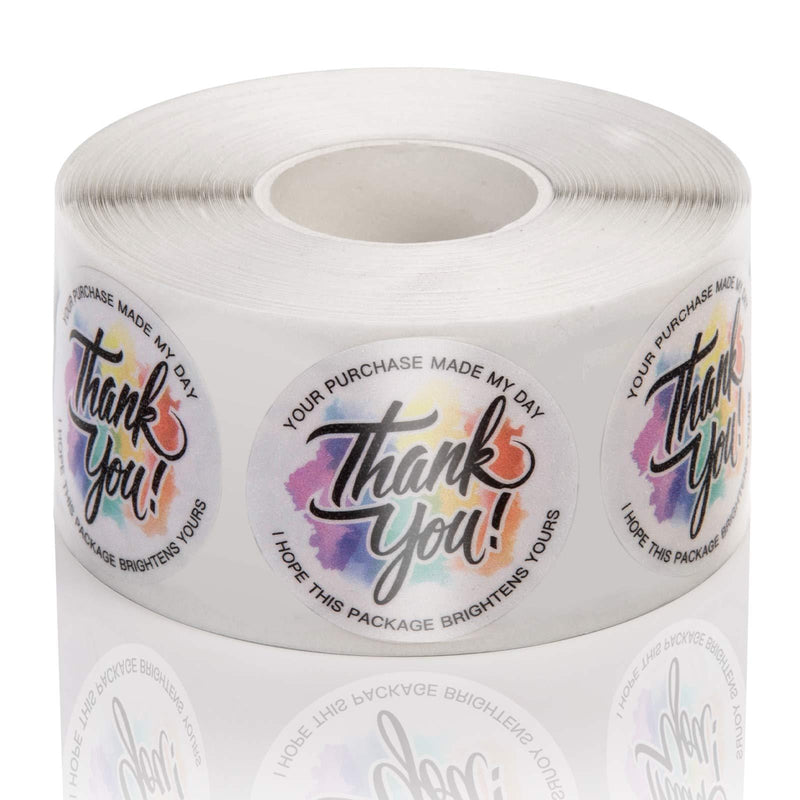 1.5'' Sparkle Thank You Stickers Roll, Rainbow Waterproof Design Labels for Supporting My Small Business, Online Retailers, Boutiques, Bags, Boxes and Envelope, 500 Labels Per Roll