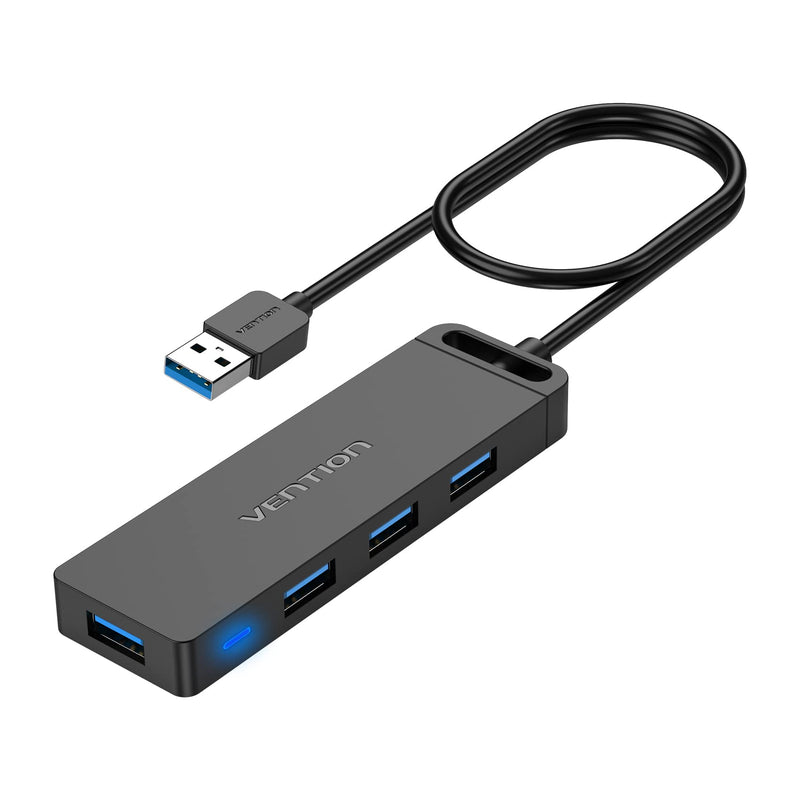 USB Hub VENTION 4-Port USB 3.0 Hub 1.5FT Ultra-Slim Data USB Splitter Charging Supported Compatible with MacBook, Laptop, Surface Pro, PS4, PC, Flash Drive, Mobile HDD
