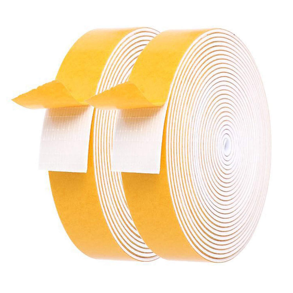 Foam Door Weather Strip-2 Rolls, 1 Inch Wide X 1/16 Inch Thick Total 26 Feet Long, Closed Cell Foam Strip Soundproofing Sealing Tape for Doors and Windows Insulation (13ft x 2 Rolls) 1" (W) x 1/16" (T) x 26' (L)