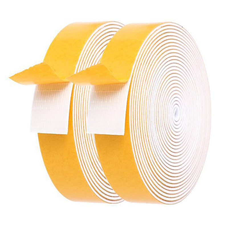 Foam Door Weather Strip-2 Rolls, 1 Inch Wide X 1/16 Inch Thick Total 26 Feet Long, Closed Cell Foam Strip Soundproofing Sealing Tape for Doors and Windows Insulation (13ft x 2 Rolls) 1" (W) x 1/16" (T) x 26' (L)