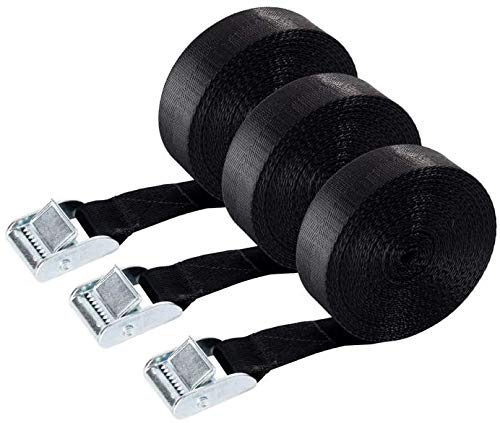 3 PCS 1" x6.6ft Cargo Tie Down Straps, Lashing Straps Travel Luggage Strap with Cam Lock Buckle (6.6FT-3pcs) 6.6FT-3pcs