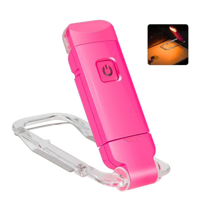 LUXSWAY USB Rechargeable Book Light for Reading,Small Book Reading Light in Bed,Wireless Clip On Bookmark Kids Light for Bed,Brightness Adjustable for Eye Care,2 4000K and 2 1550K LEDs for Bookworms Magenta