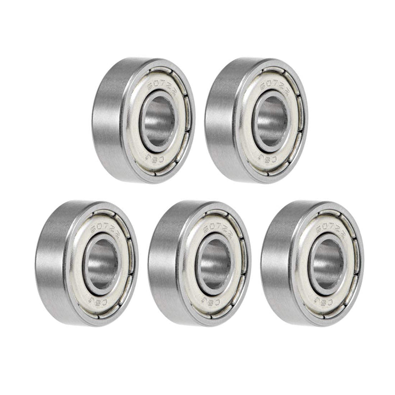 uxcell 607ZZ Deep Groove Ball Bearings 7mm x 19mm x 6mm Double Shielded Chrome Steel Z2 5pcs