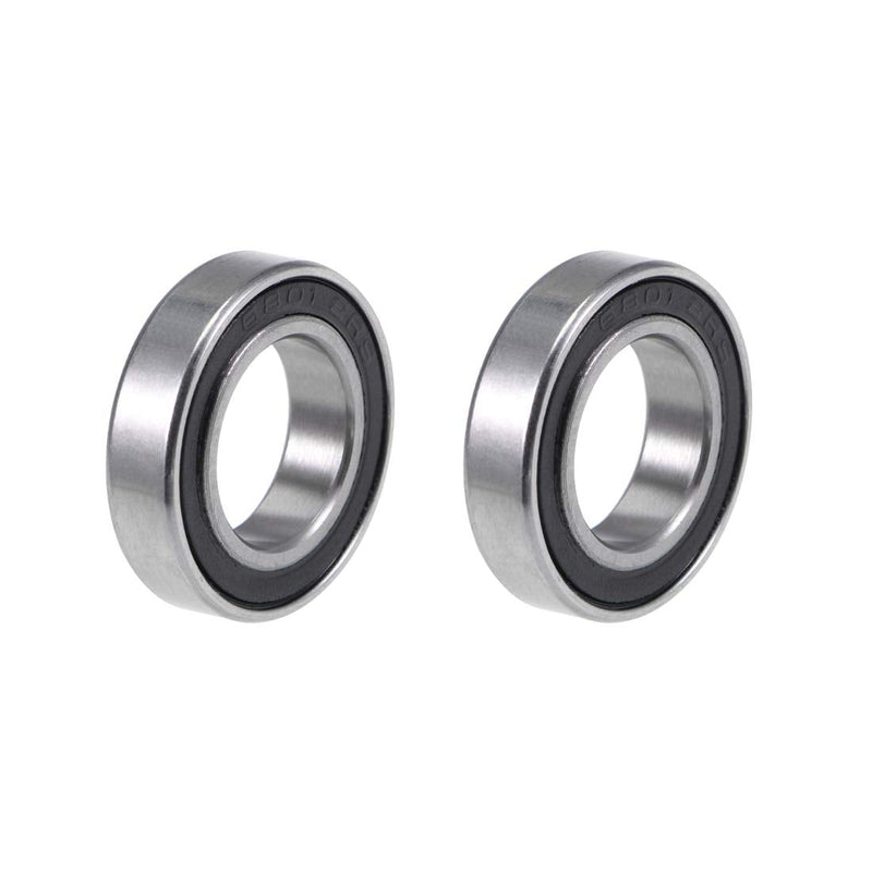 uxcell 6801-2RS Deep Groove Ball Bearings 12mm x 21mm x 5mm Double Sealed Chrome Steel P6(ABEC3) 2pcs 12x21x5mm