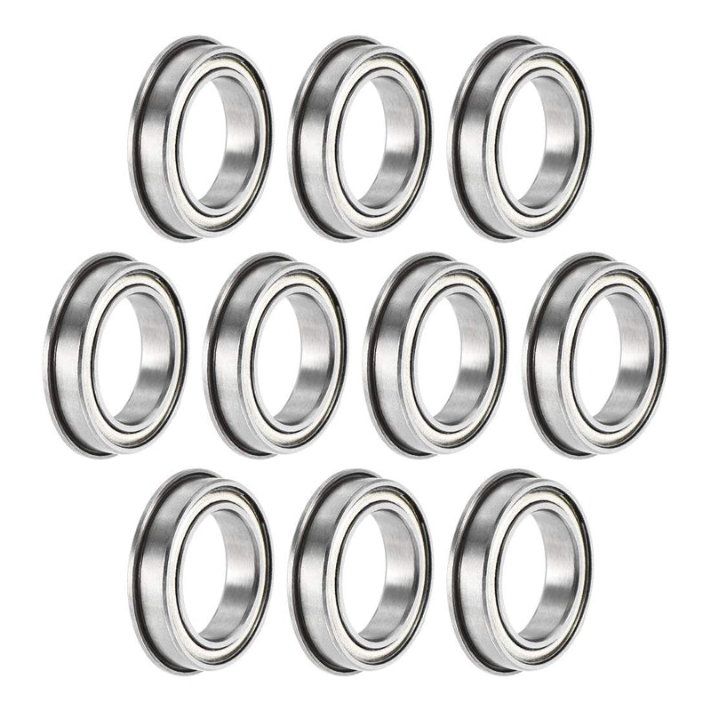 uxcell F6701ZZ Flanged Ball Bearing 12x18x4mm Double Shielded Chrome Steel Bearings 10pcs