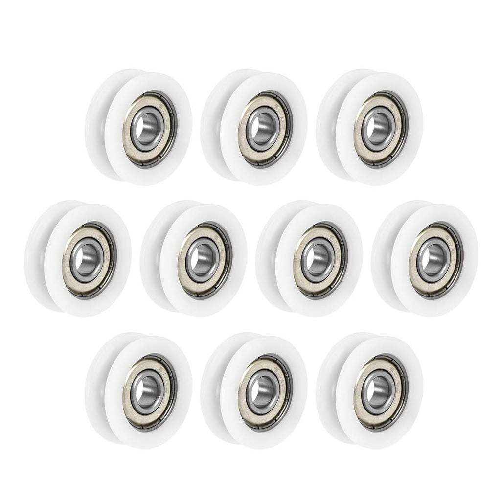 uxcell U608ZZ 608 Nylon U Groove Bearings 8x30x10mm Double Metal Shielded (GCr15) Chrome Steel Ball Bearings 10pcs