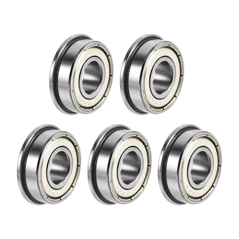 uxcell FR6ZZ Flanged Ball Bearing 3/8"x7/8"x9/32" Double Shielded Chrome Steel Bearings 5pcs