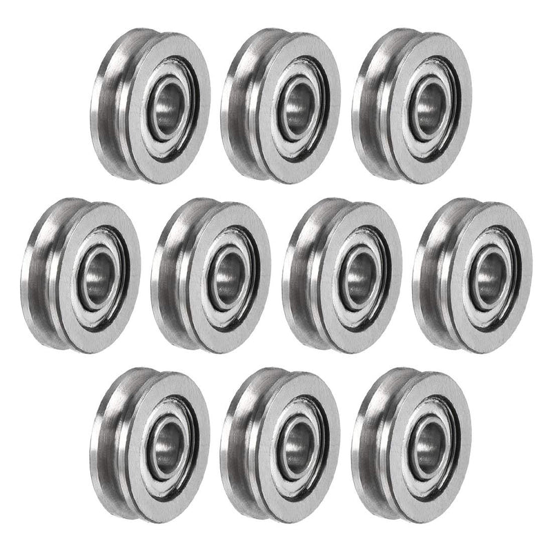 uxcell 603 U Groove Ball Track Guide Bearing 3x10x3mm Double Metal Shielded (GCr15) Chrome Steel Bearing 10pcs