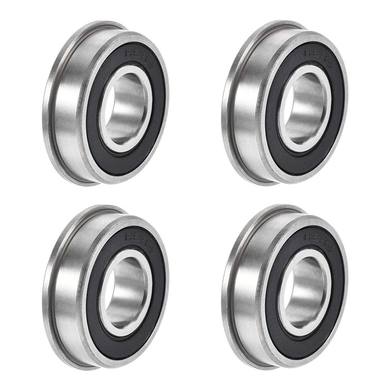 uxcell FR8-2RS Flanged Ball Bearing 1/2"x1-1/8"x5/16" Double Sealed Chrome Steel Bearing 4pcs