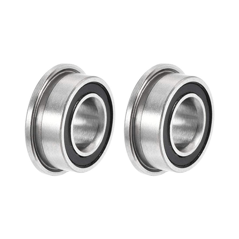 uxcell MF105-2RS Flanged Ball Bearing 5x10x4mm Double Sealed Chrome Steel Bearing 2pcs