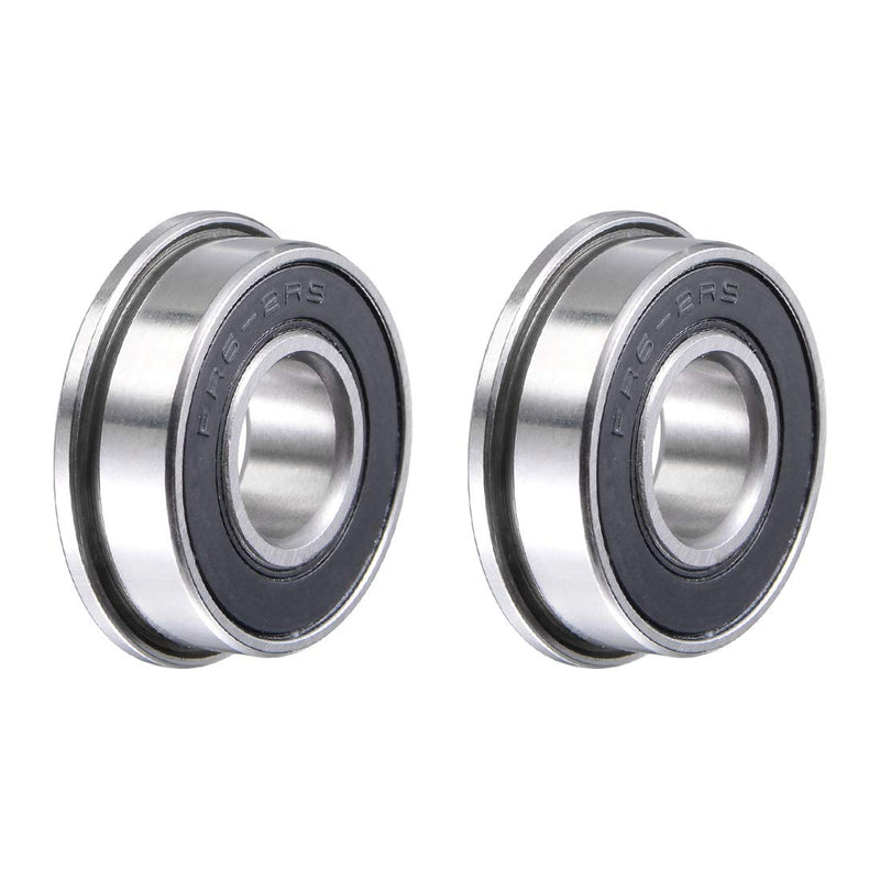 uxcell FR6-2RS Flanged Ball Bearing 3/8"x 7/8"x 9/32" Sealed Chrome Steel Miniature Ball Bearings 2pcs