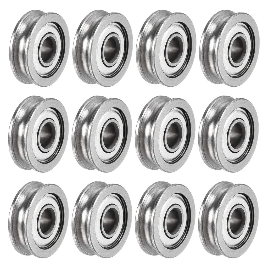 uxcell U604ZZ Deep U Groove Ball Track Guide Bearing 4x13x4mm Double Metal Shielded (GCr15) Chrome Steel Bearing 12pcs