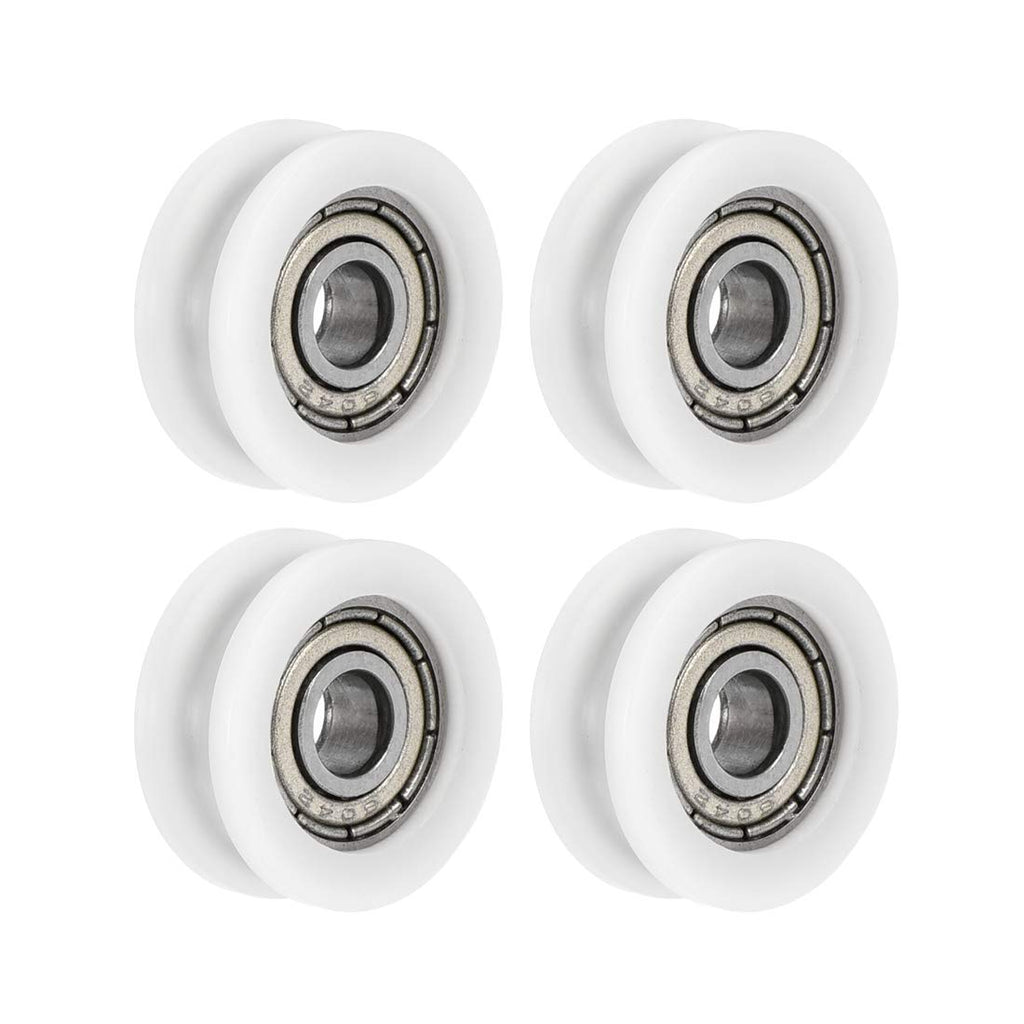 uxcell U604ZZ 604 Nylon U Groove Bearings 4x15x6mm Double Metal Shielded (GCr15) Chrome Steel Ball Bearings 4pcs