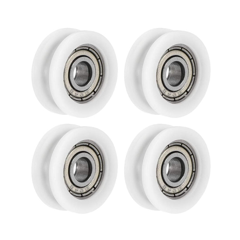 uxcell U604ZZ 604 Nylon U Groove Bearings 4x15x6mm Double Metal Shielded (GCr15) Chrome Steel Ball Bearings 4pcs