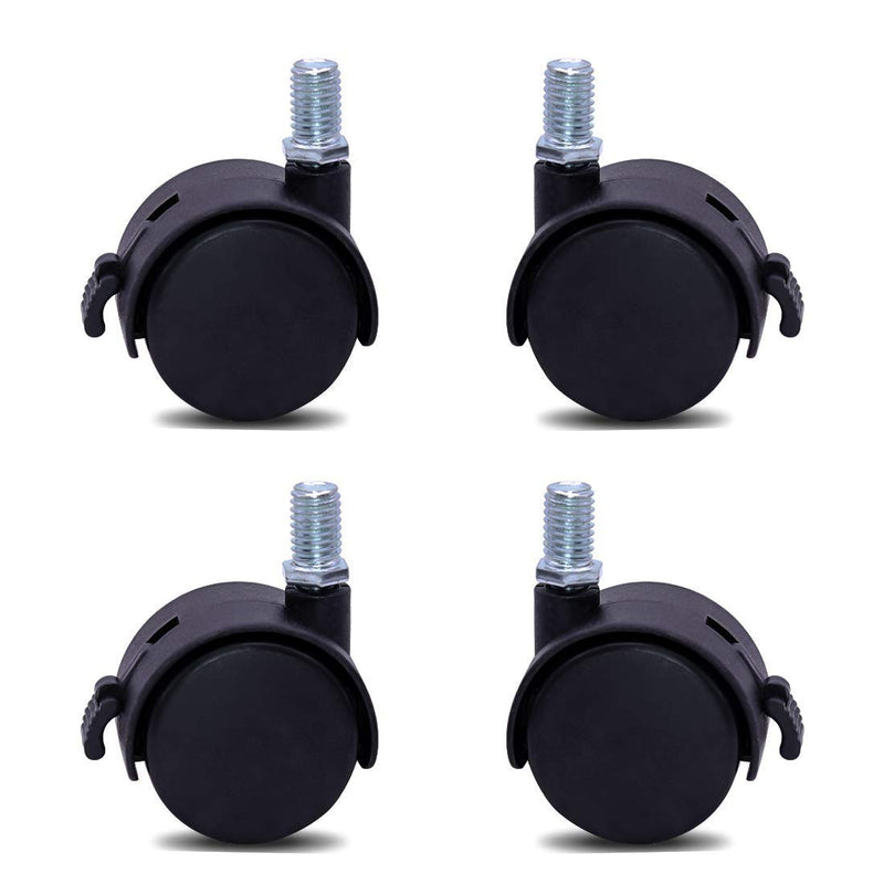 Helonge Furniture Replacement Casters,4 Pcs M8 Swivel Stem Casters with Locking Brake, 5/16 Inch Stem Diameter