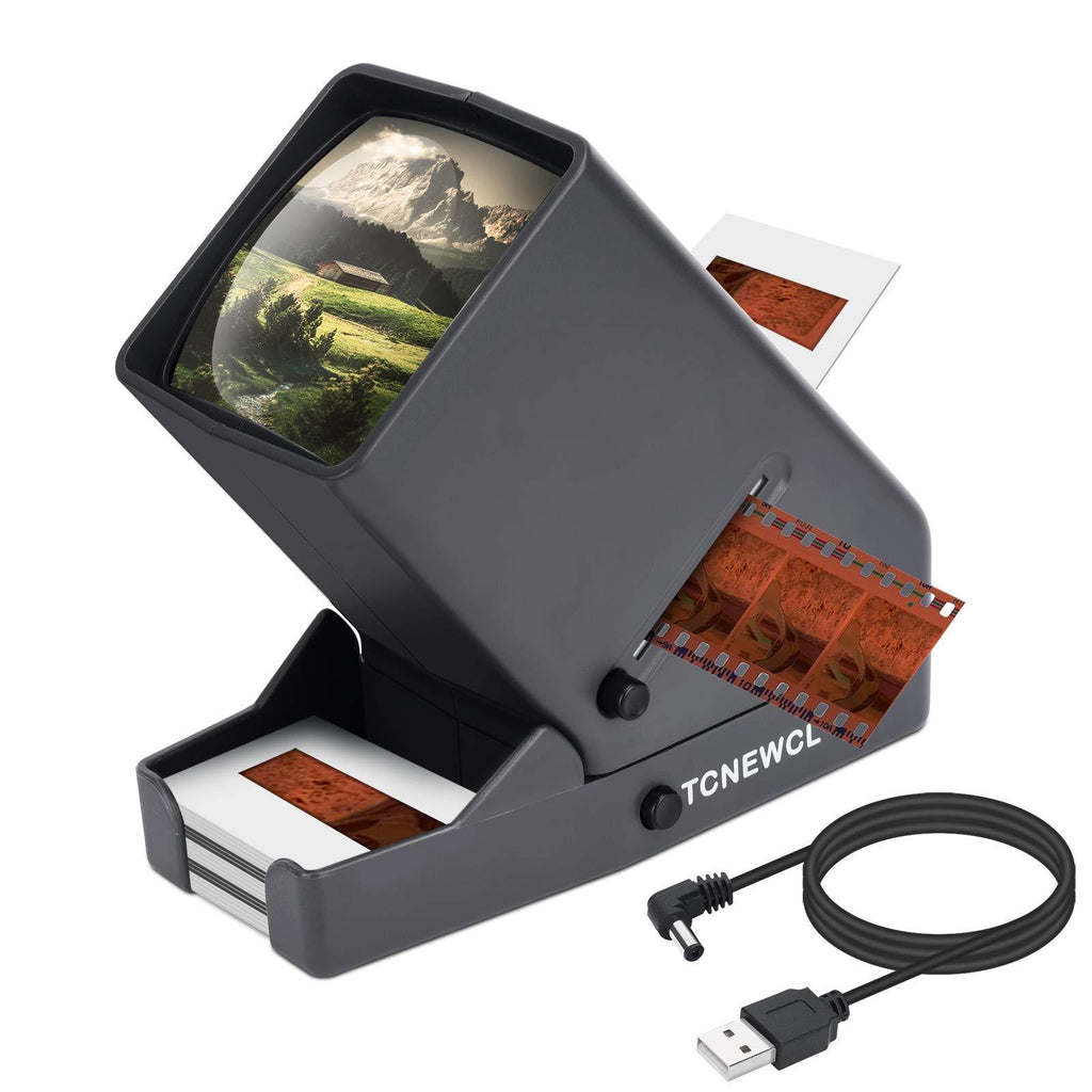 TCNEWCL 35mm Slide Viewer, 3X Magnification and LED Lighted Illuminated Viewing, Suitable for 35mm Slides and Film Negatives, Battery or USB Powered Operation