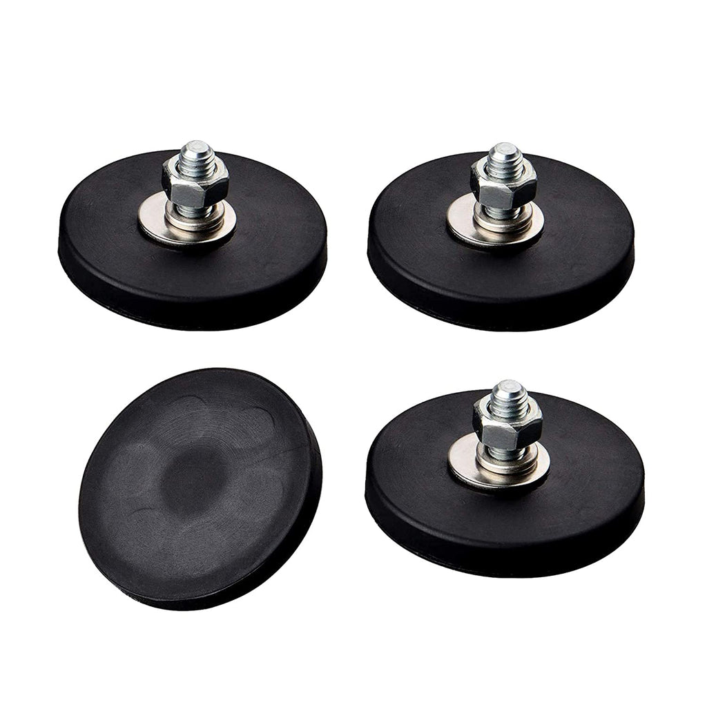 ULIBERMAGNET 4Pack Rubber Coated Neodymium Magnets, Strong 24LB M6 Male Thread Stud, Anti-Scratch Mounting Magnets with Stud for Mounting led Lighting, Fixtures, Holding Tools and Organiazation C43 mm # M6 Male Thread