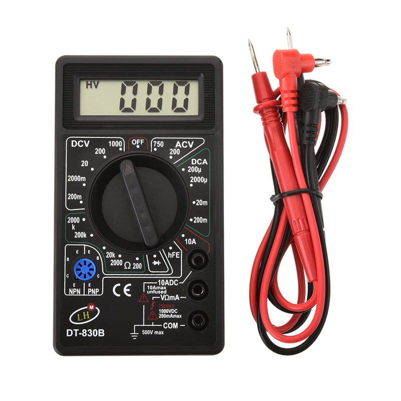 Fielect 1pcs Digital Multimeter, Ohm Volt Amp and Diode Voltage Tester Meter with Test Probe DT830B