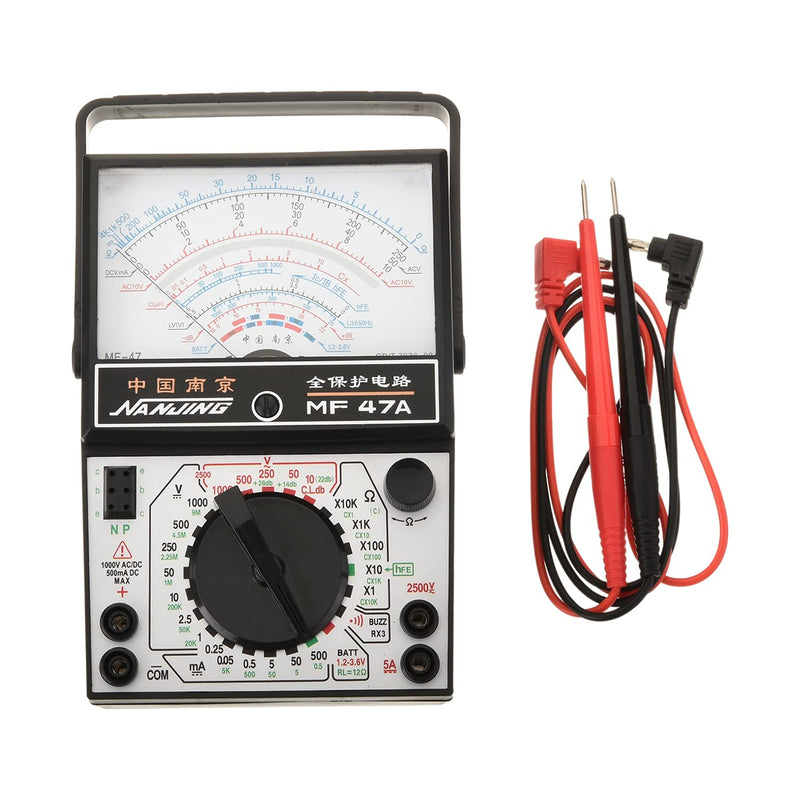 Fielect 1pcs Analog Multimeter, Ohm Volt Amp and Diode Voltage Tester Meter with Test Probe MF47A