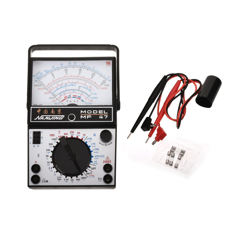 Fielect 1pcs Analog Multimeter, Ohm Volt Amp and Diode Voltage Tester Meter with Test Probe MF47