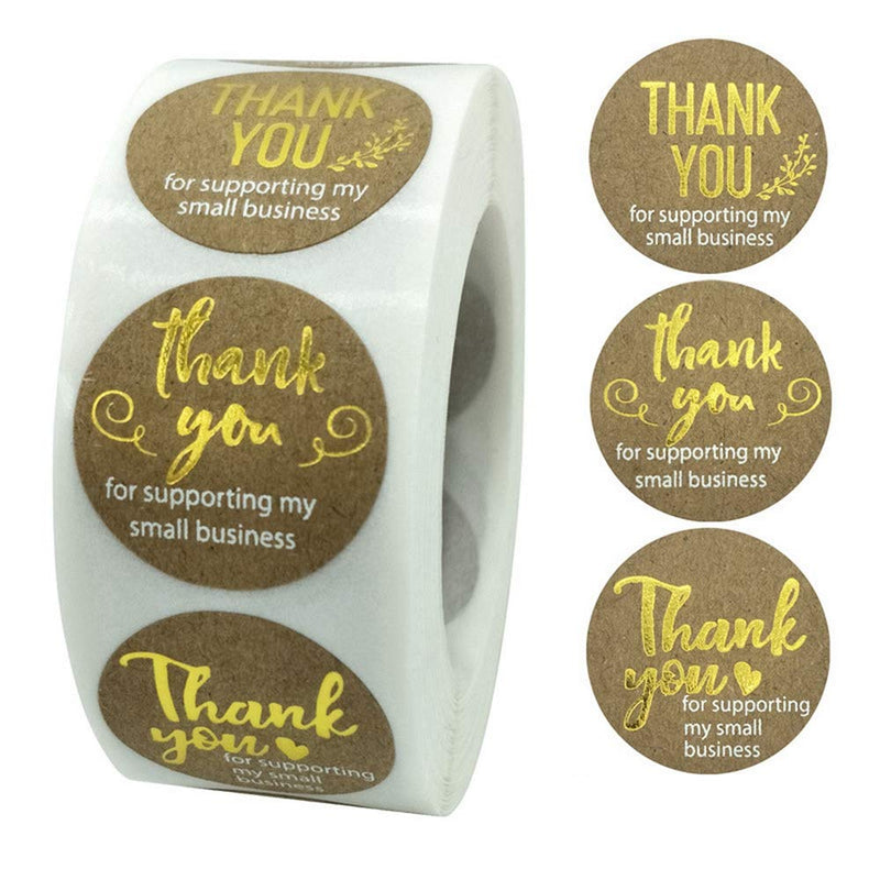 LESTHAN8 Thank You Label Sticker Roll 1.5" Round Kraft 500ps Sealing Stickers for Christmas Gifts, Weddings, Giveaways, Bridal Showers, Party and Small Business (thank you stickers for small business kraft)