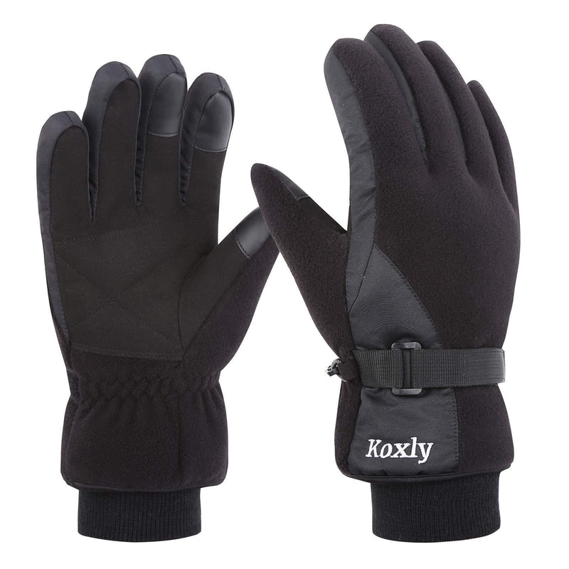 Koxly Winter Gloves Waterproof Windproof 3M Insulated Gloves 3 Fingers Dual-layer Touchscreen Gloves for Men and Women Small Black-black