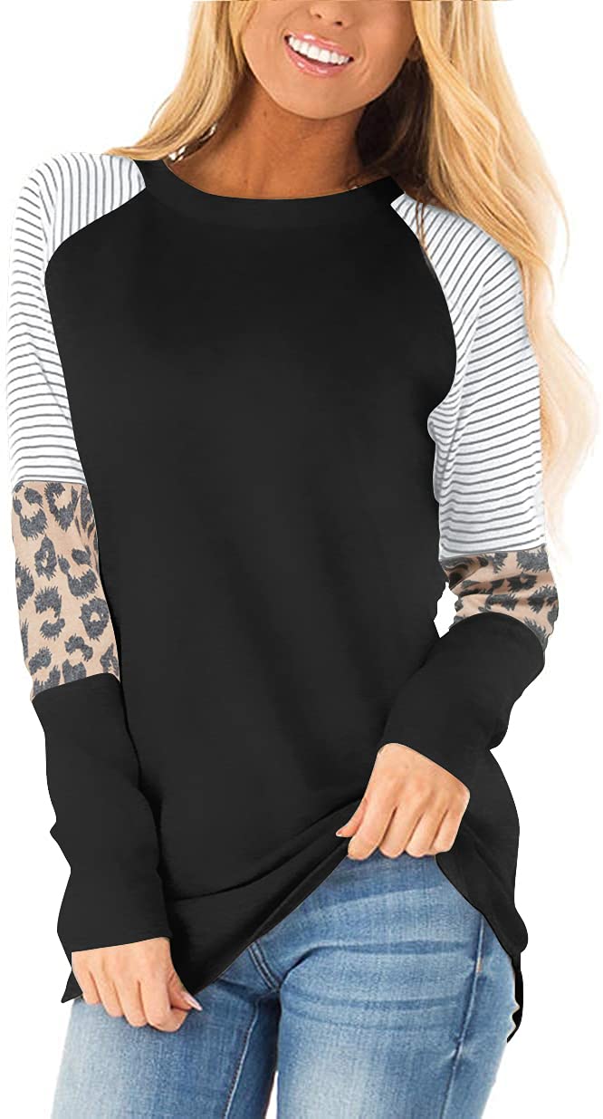 AYIFU Womens Casual Long Sleeve Tunic Tops Fall Shirts Loose Fit Comfy Blouses Small Black